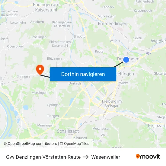 Gvv Denzlingen-Vörstetten-Reute to Wasenweiler map