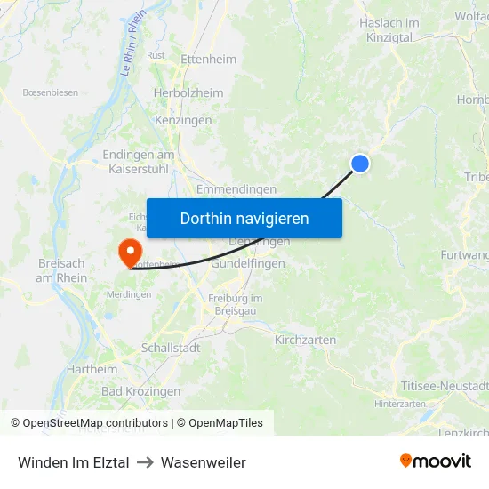 Winden Im Elztal to Wasenweiler map