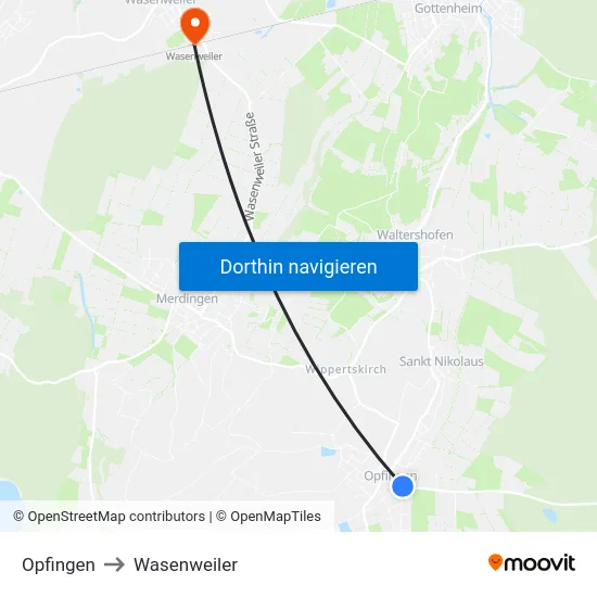 Opfingen to Wasenweiler map