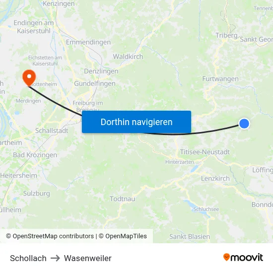 Schollach to Wasenweiler map