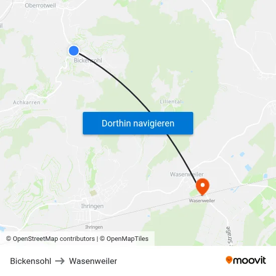 Bickensohl to Wasenweiler map