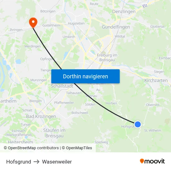 Hofsgrund to Wasenweiler map