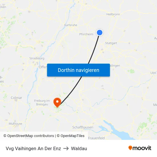 Vvg Vaihingen An Der Enz to Waldau map