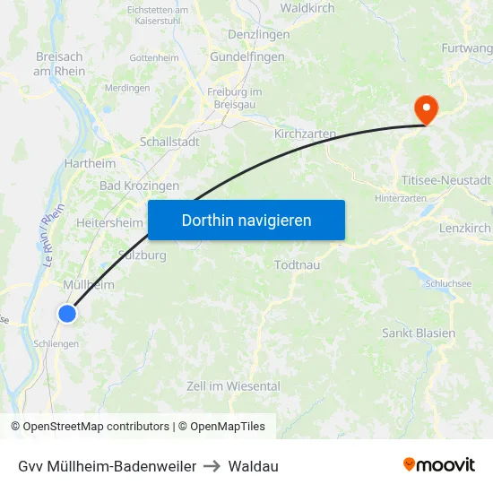Gvv Müllheim-Badenweiler to Waldau map