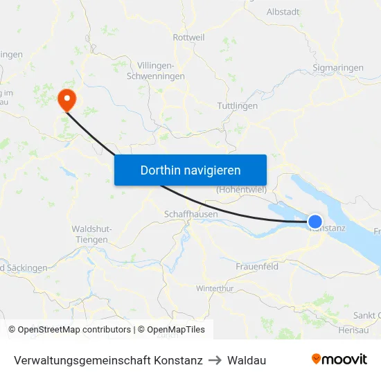 Verwaltungsgemeinschaft Konstanz to Waldau map