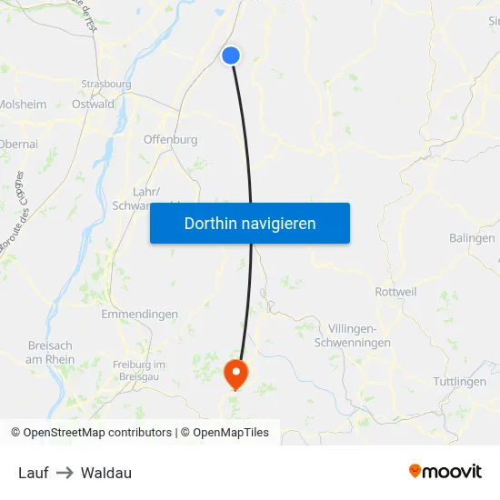 Lauf to Waldau map
