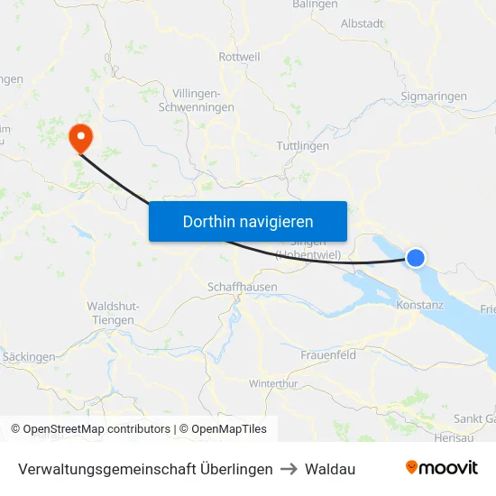 Verwaltungsgemeinschaft Überlingen to Waldau map