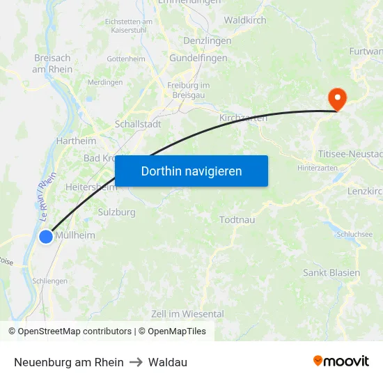Neuenburg am Rhein to Waldau map