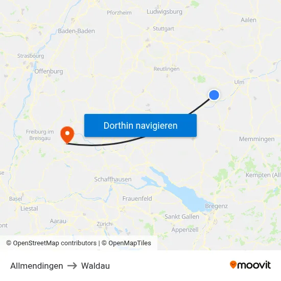 Allmendingen to Waldau map