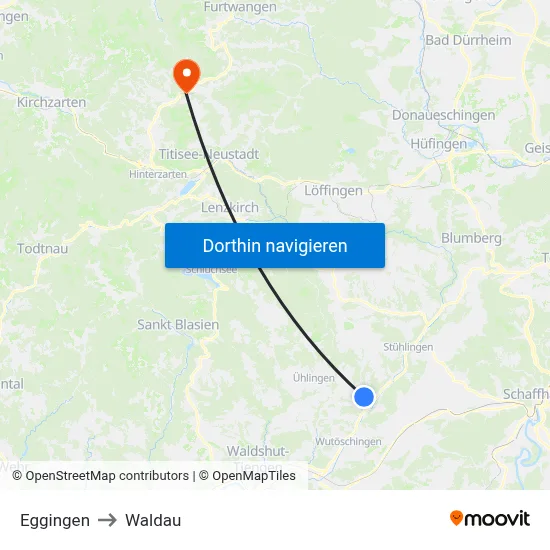 Eggingen to Waldau map