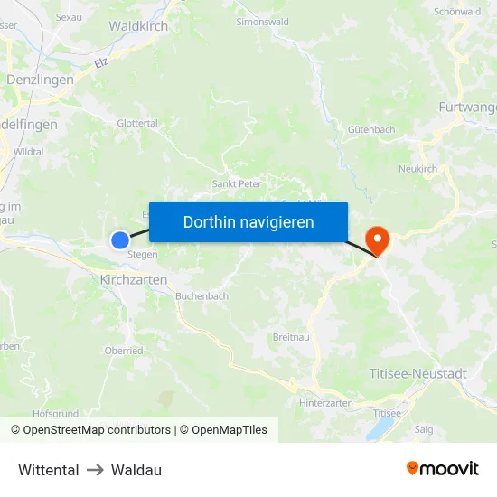 Wittental to Waldau map