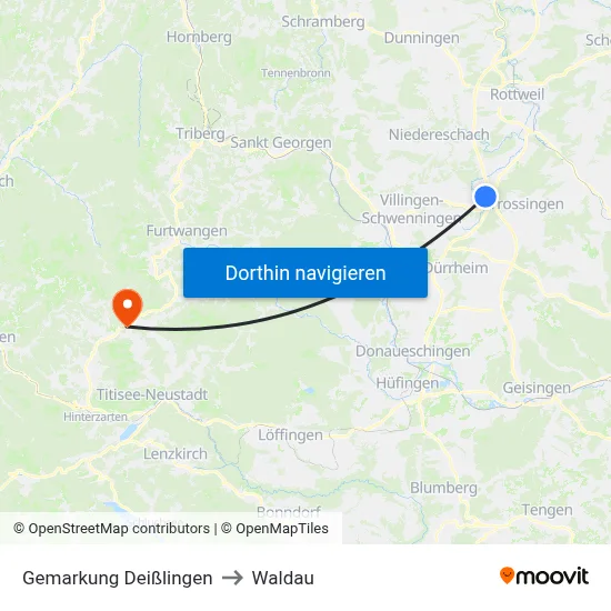 Gemarkung Deißlingen to Waldau map