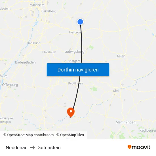 Neudenau to Gutenstein map