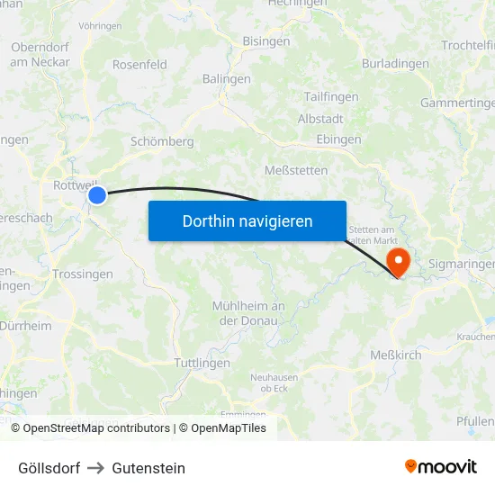 Göllsdorf to Gutenstein map