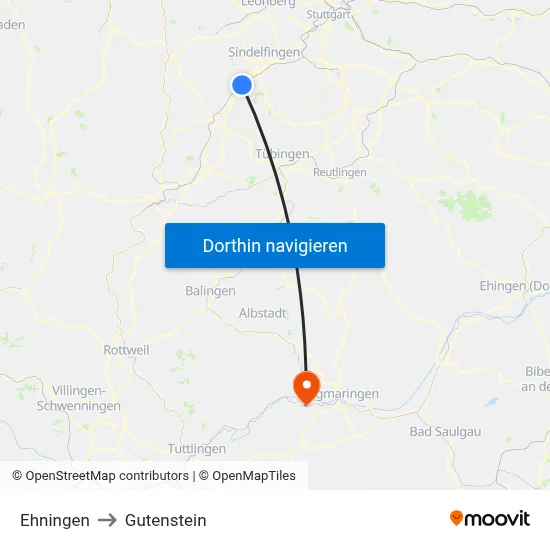 Ehningen to Gutenstein map