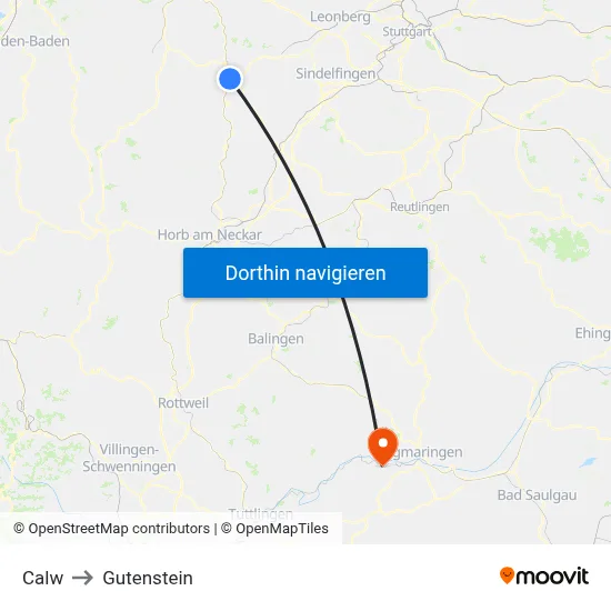 Calw to Gutenstein map