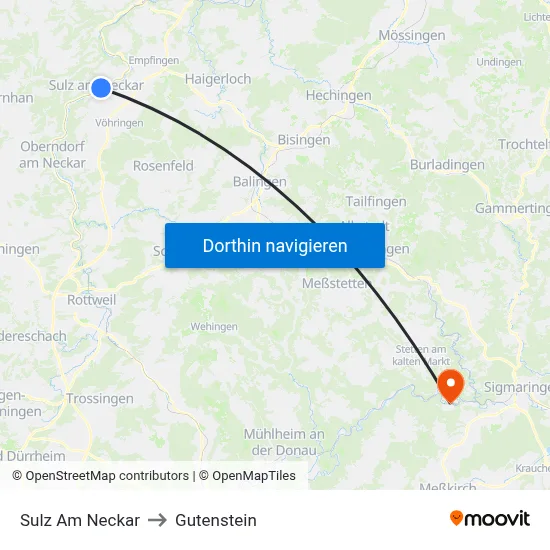 Sulz Am Neckar to Gutenstein map