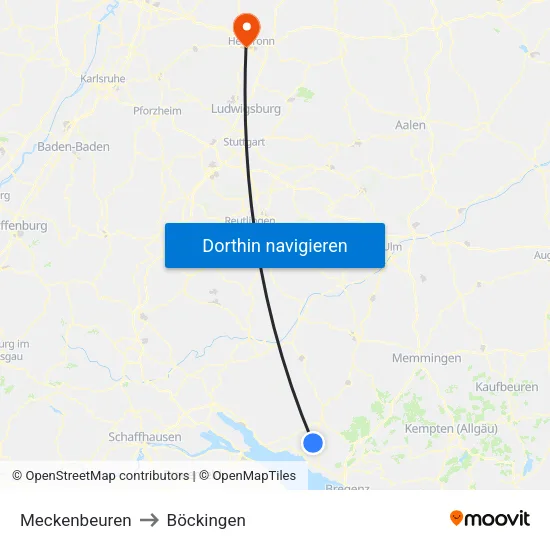 Meckenbeuren to Böckingen map