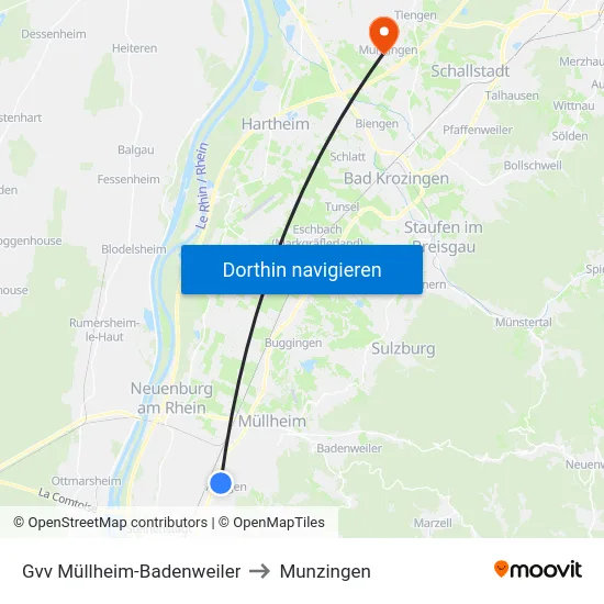 Gvv Müllheim-Badenweiler to Munzingen map