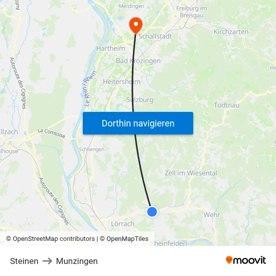 Steinen to Munzingen map