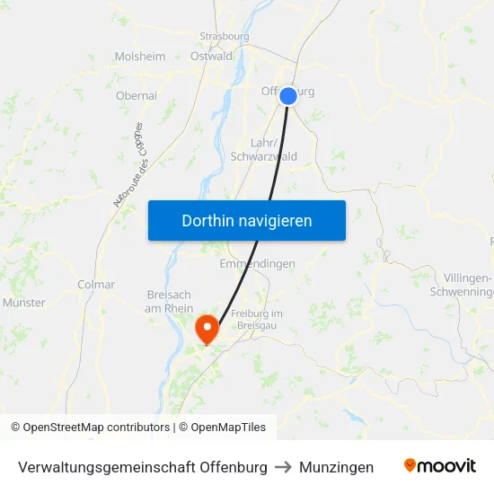 Verwaltungsgemeinschaft Offenburg to Munzingen map
