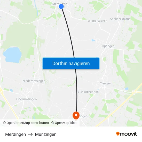 Merdingen to Munzingen map