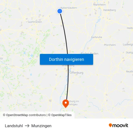 Landstuhl to Munzingen map