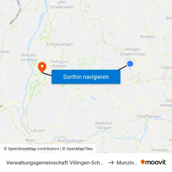Verwaltungsgemeinschaft Villingen-Schwenningen to Munzingen map