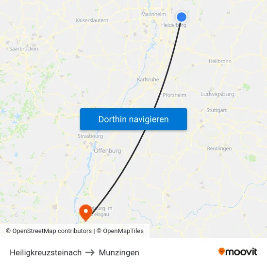 Heiligkreuzsteinach to Munzingen map