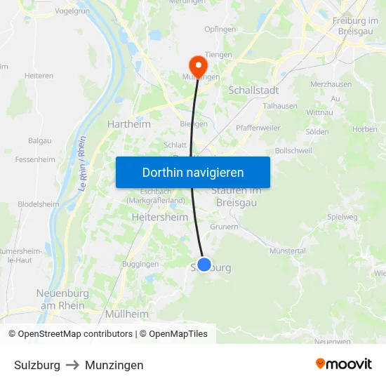 Sulzburg to Munzingen map