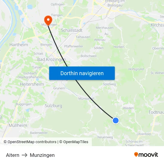 Aitern to Munzingen map