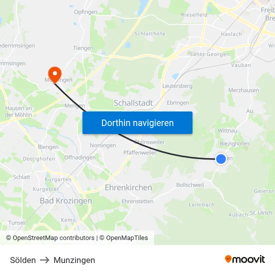 Sölden to Munzingen map