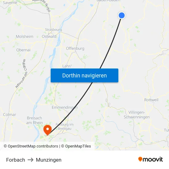Forbach to Munzingen map