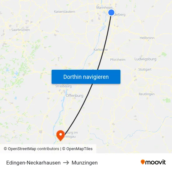 Edingen-Neckarhausen to Munzingen map