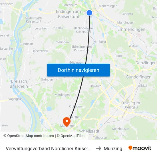 Verwaltungsverband Nördlicher Kaiserstuhl to Munzingen map