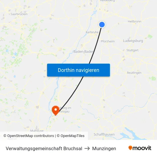 Verwaltungsgemeinschaft Bruchsal to Munzingen map