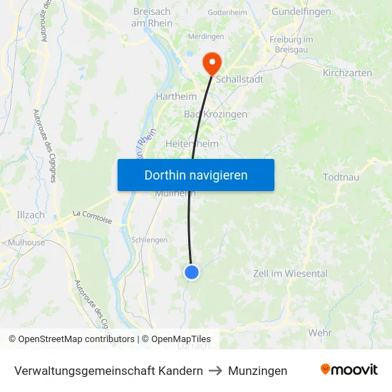 Verwaltungsgemeinschaft Kandern to Munzingen map