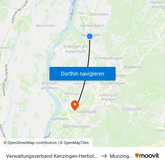Verwaltungsverband Kenzingen-Herbolzheim to Munzingen map