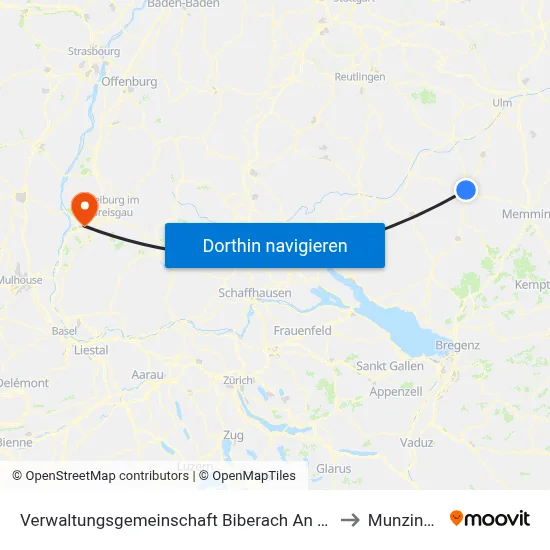 Verwaltungsgemeinschaft Biberach An Der Riß to Munzingen map