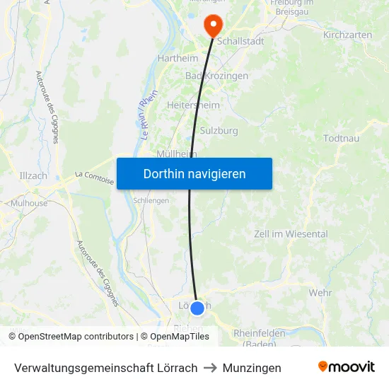 Verwaltungsgemeinschaft Lörrach to Munzingen map