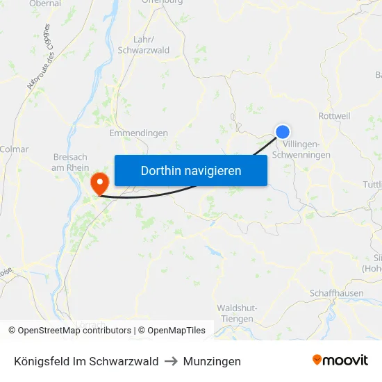 Königsfeld Im Schwarzwald to Munzingen map
