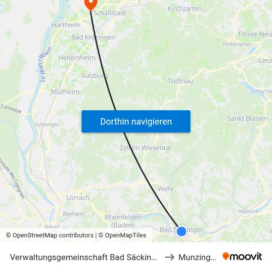 Verwaltungsgemeinschaft Bad Säckingen to Munzingen map