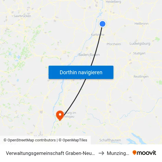 Verwaltungsgemeinschaft Graben-Neudorf to Munzingen map