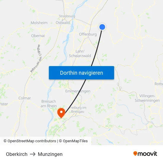 Oberkirch to Munzingen map