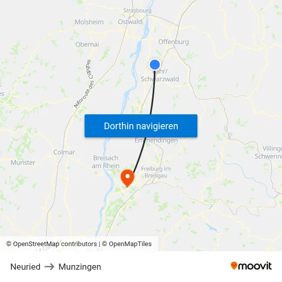 Neuried to Munzingen map
