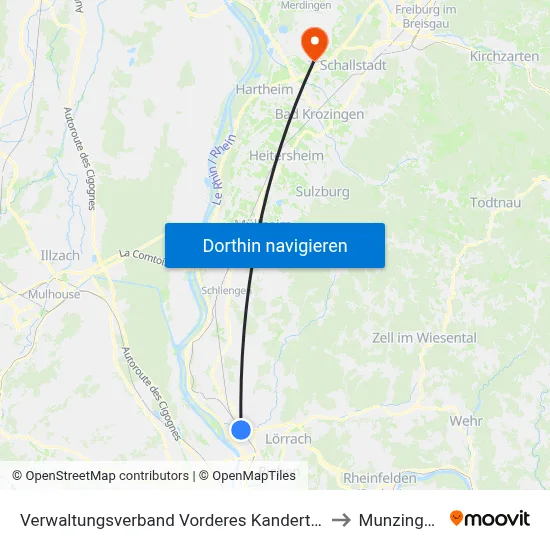 Verwaltungsverband Vorderes Kandertal to Munzingen map