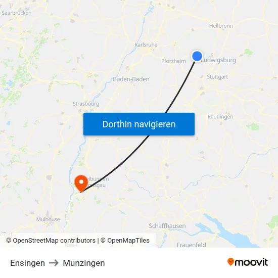 Ensingen to Munzingen map