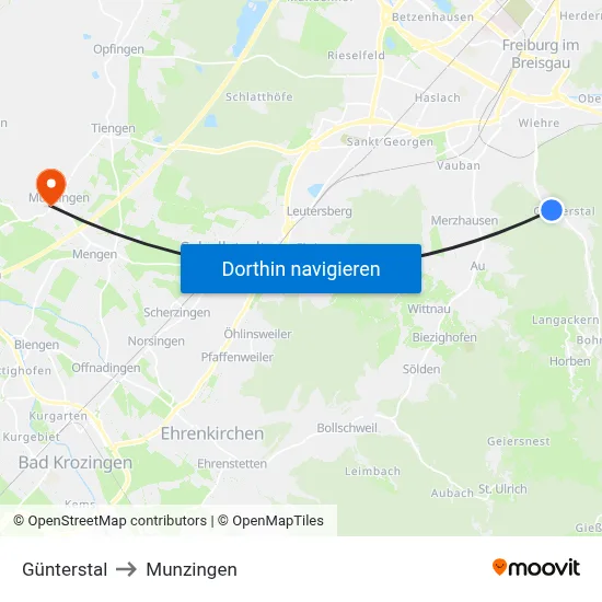 Günterstal to Munzingen map