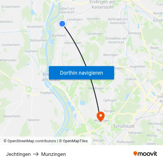 Jechtingen to Munzingen map