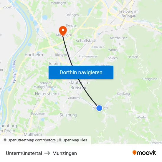Untermünstertal to Munzingen map